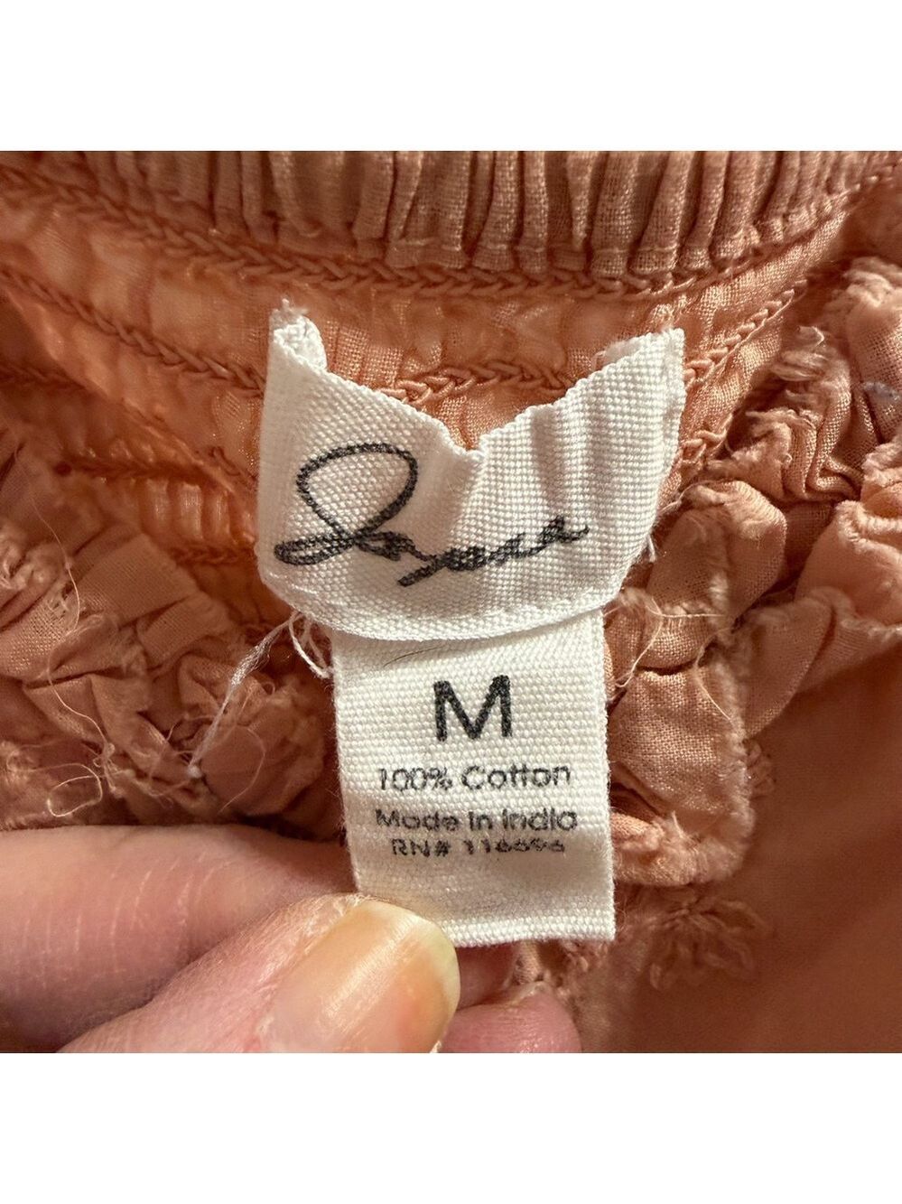 Jopna Delicate Peach Spaghetti-Strap Top with Ruffles and Smocking size M - Picture 4 of 4